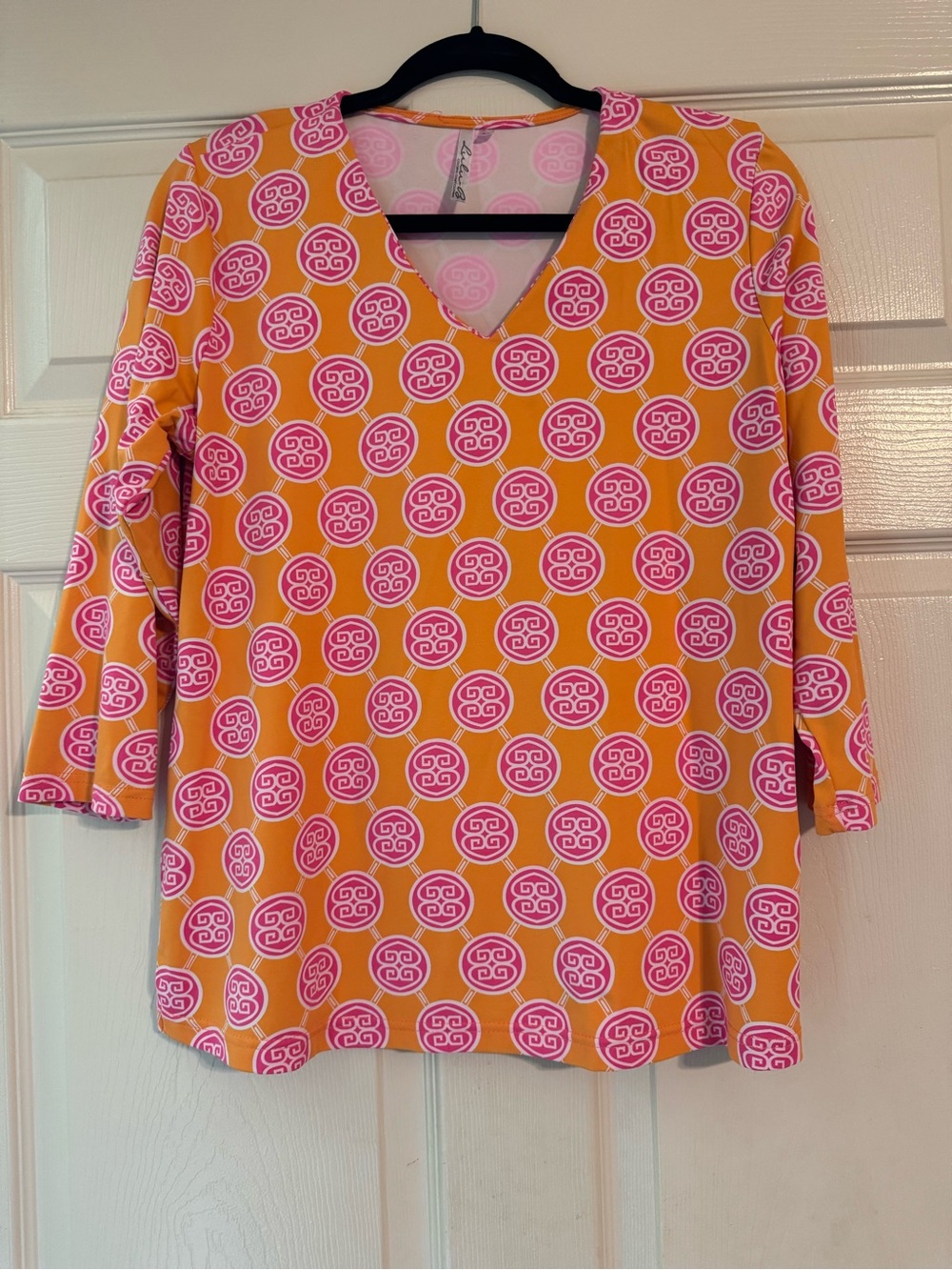 Lulu-B Pink and Mustard V-Neck Tunic Top
